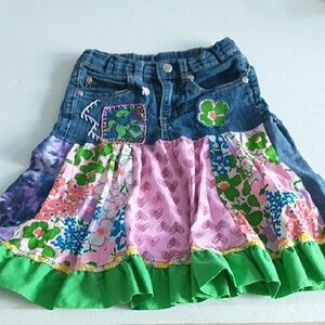 Girls Size 5 Handmade Patchwork Skirt